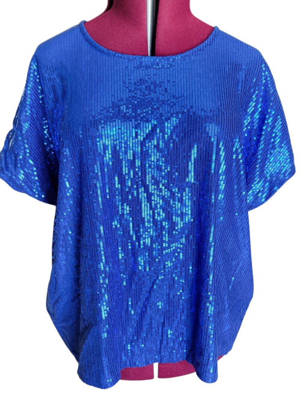 Roaman’s Royal Blue Sequin Short Sleeve Party Top (Size 18/20 L)